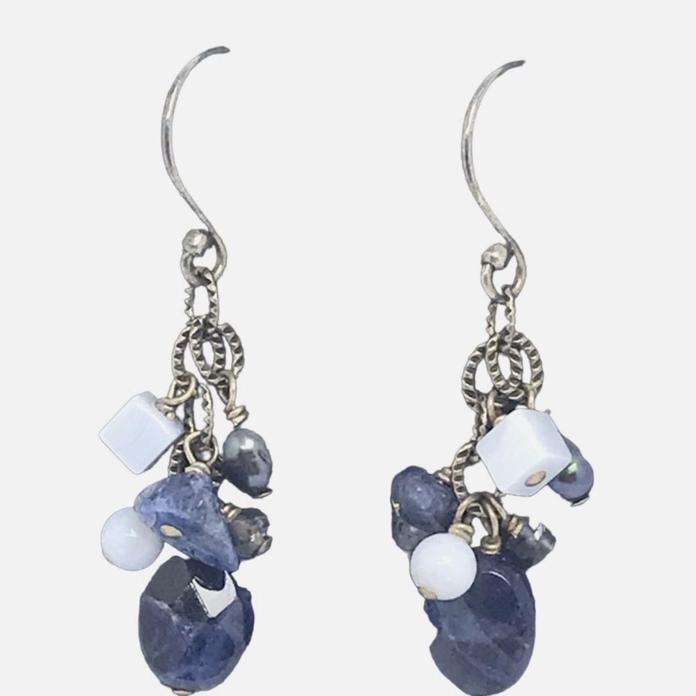 Silpada multi stone blue sterling silver earrings Retired